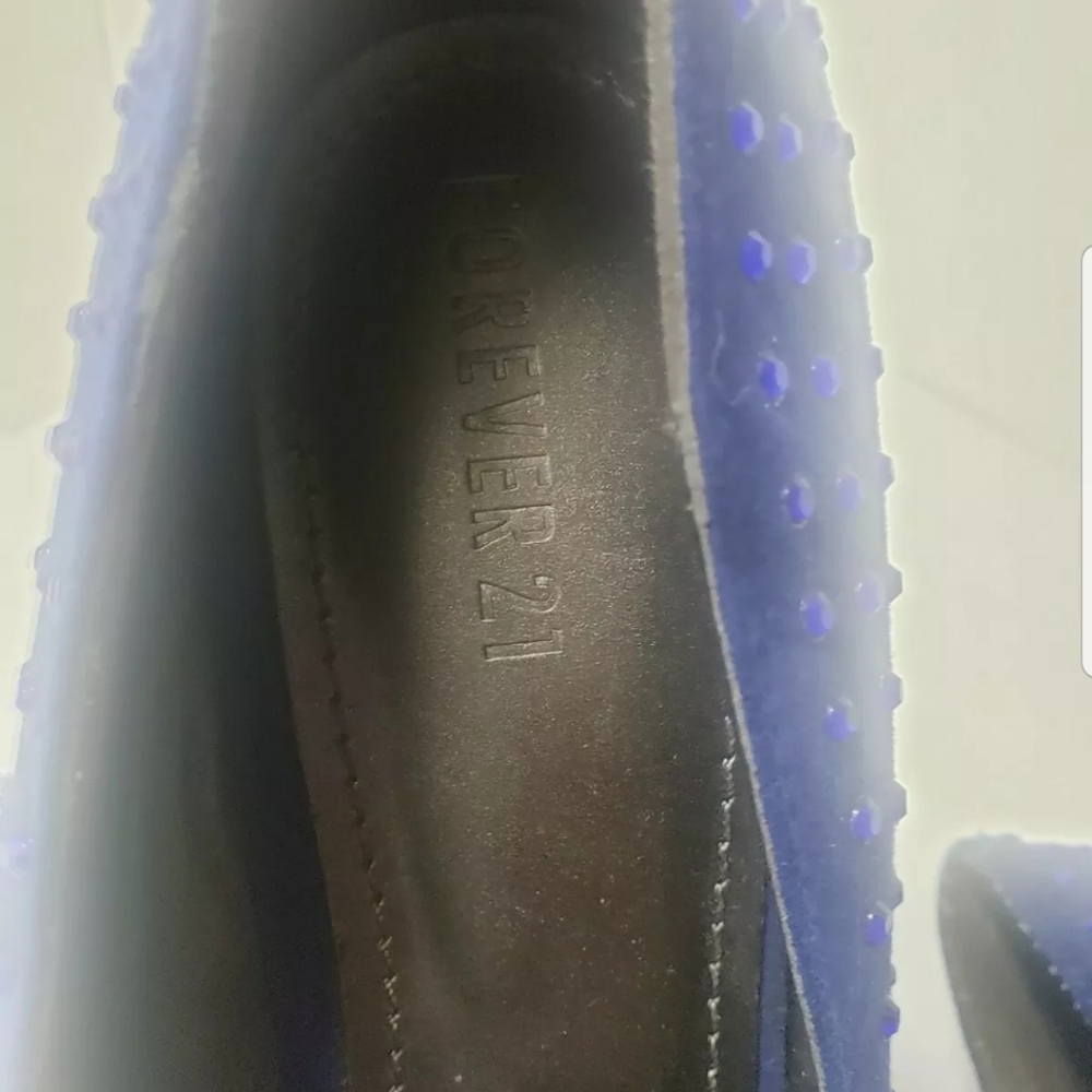 Forever 21 Blue Suede Rhinestone Heels - Picture 6 of 11